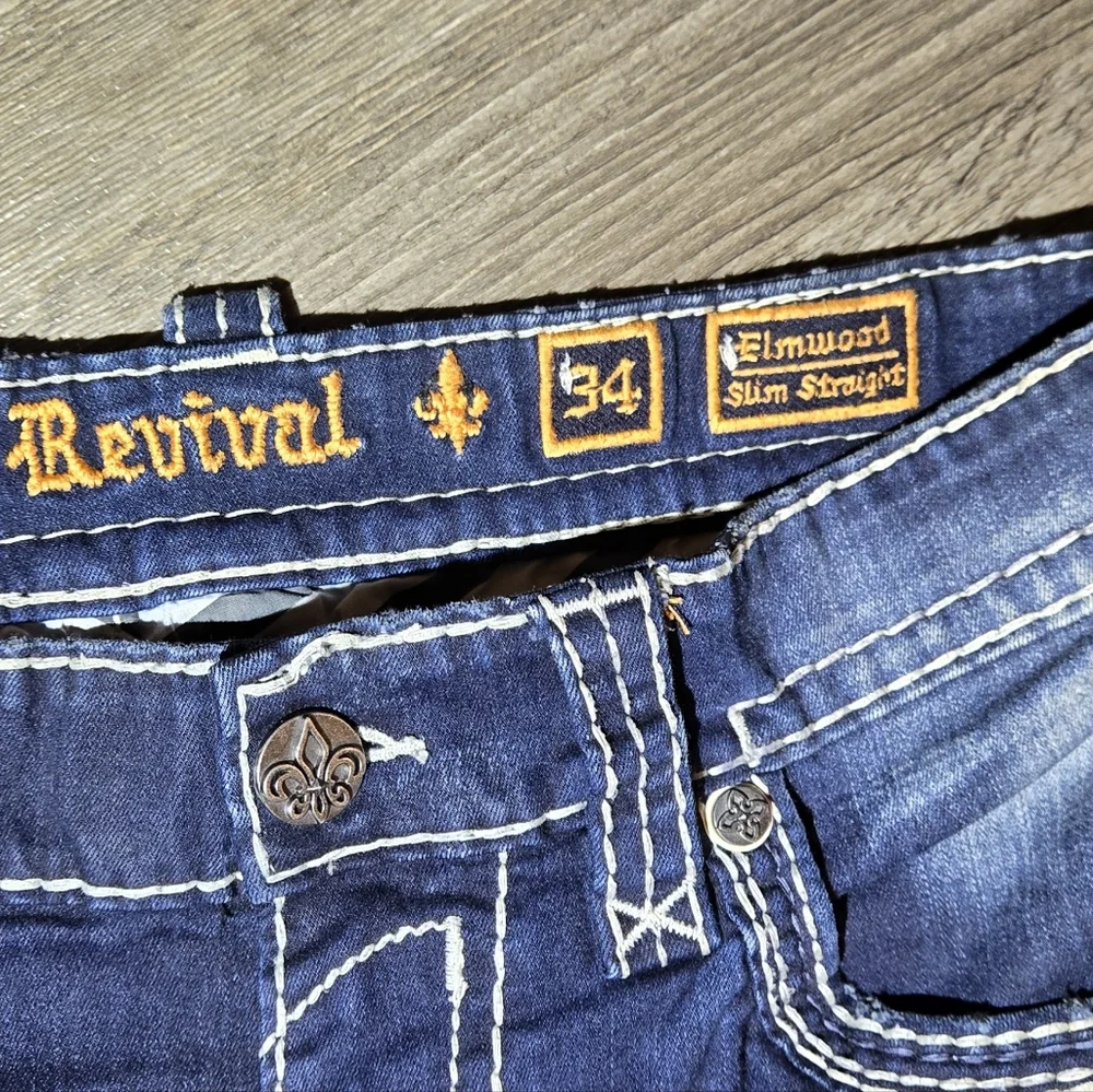Rock Revival Slim Straight Mens Jeans Size 34 - Picture 6 of 16